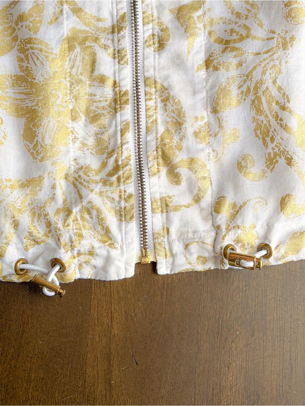 Chico’s White & Gold Damask Print Zip Jacket & Linen-Blend Shirt Set L EUC - Picture 9 of 12
